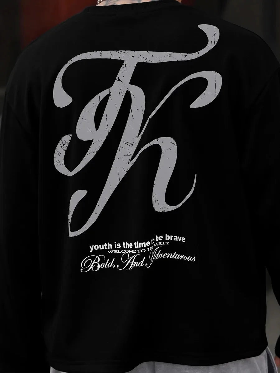 Oversized longsleeve met graphic slogan