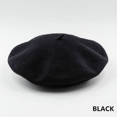Becka | Stijlvolle & veelzijdige wollen baret in de kleur Zwart voor dames in Heritage stijl ideaal voor de winter
