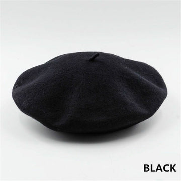 Becka | Stijlvolle & veelzijdige wollen baret in de kleur Zwart voor dames in Heritage stijl ideaal voor de winter