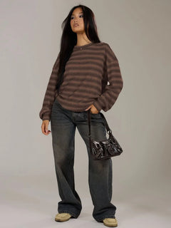 Oversized sweater met gestreept patroon