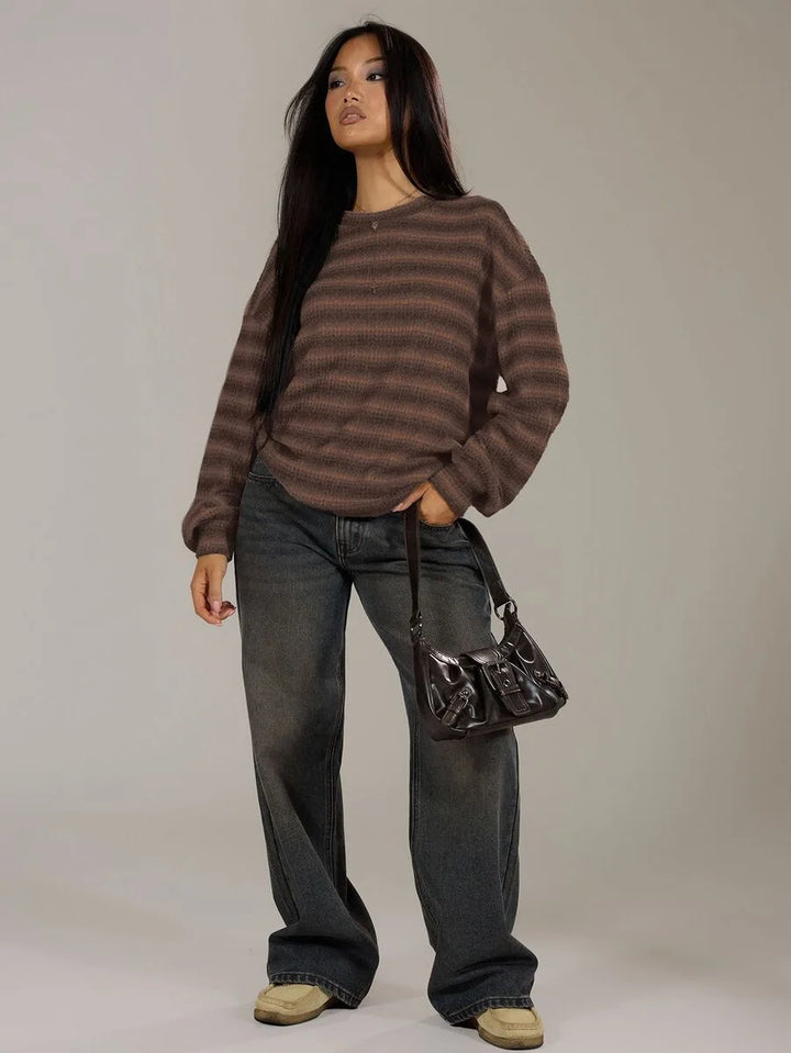 Oversized sweater met gestreept patroon