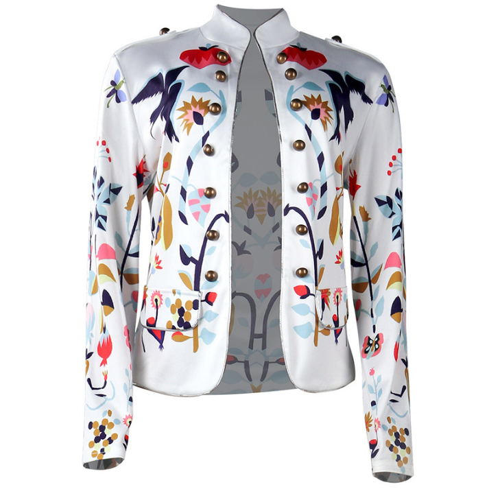 Bedrukte Doule Breasted Blazer in de kleur Wit voor dames in Formal stijl ideaal voor de zomer.