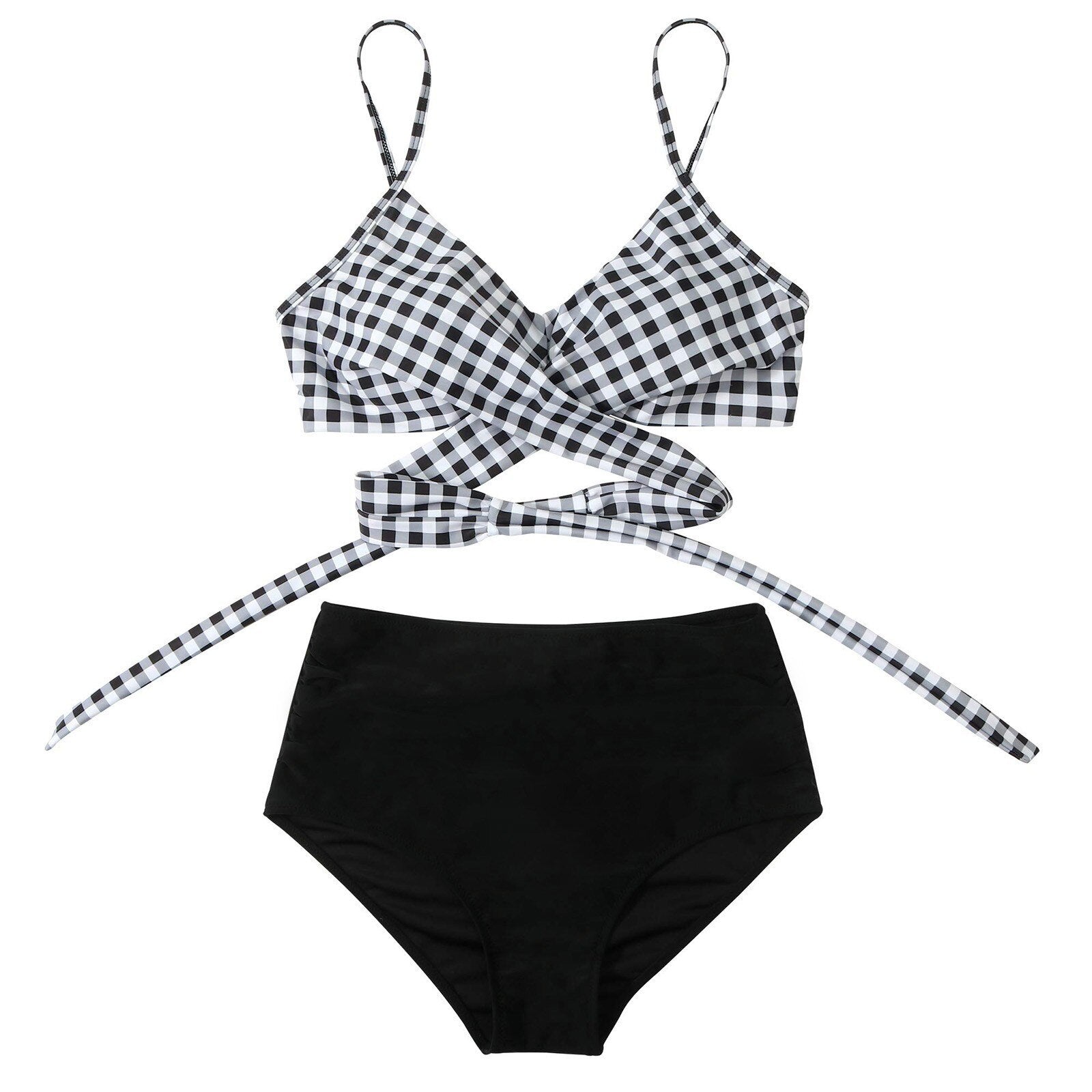 Belle | Hoge taille, kleurrijke damesbikini in de kleur Zwarte top - Bloemen slip voor dames in stijl ideaal voor de zomer.