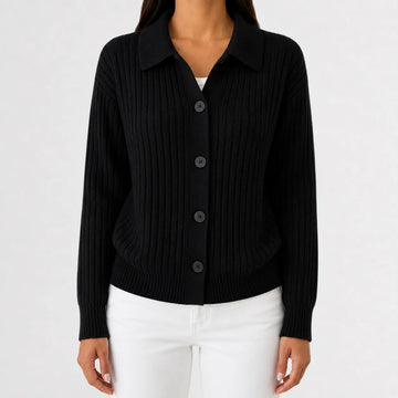 Cardigan met knopen en ribgebreid