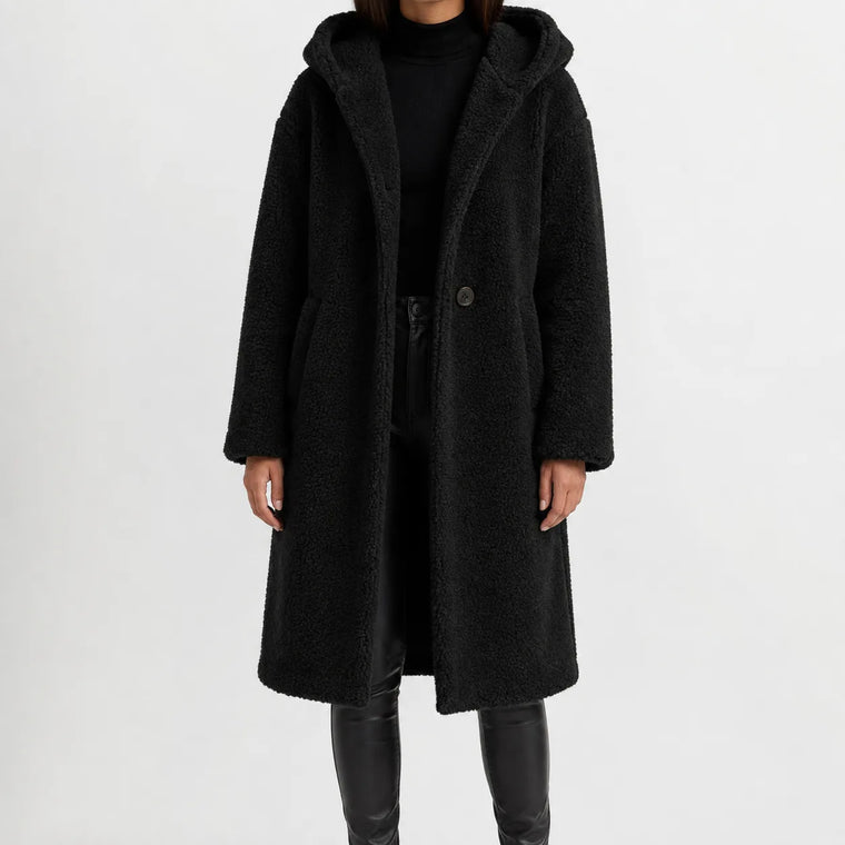 Oversized teddy jas met capuchon