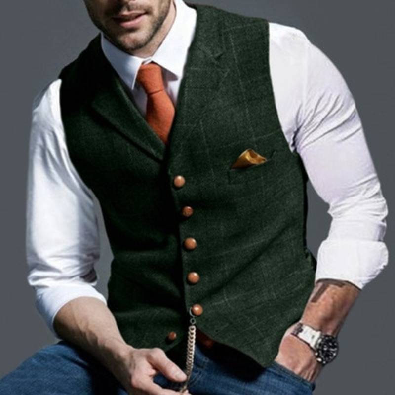 Boss | Zakelijk licht geruit gilet in de kleur Donkergroen voor heren in Formal stijl geschikt voor alle seizoenen.