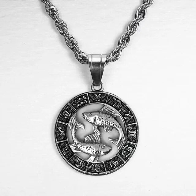 Bryan | Zilveren sterrenbeeld ketting in de kleur Picses voor heren in stijl geschikt voor alle seizoenen.