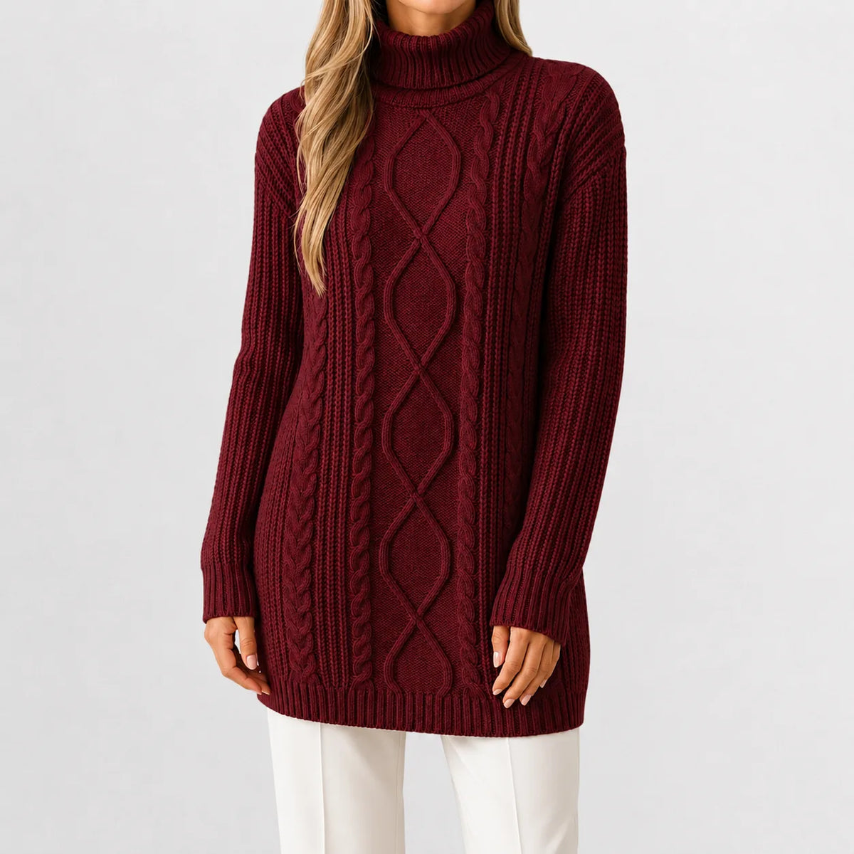 Oversized sweater met turtle neckline