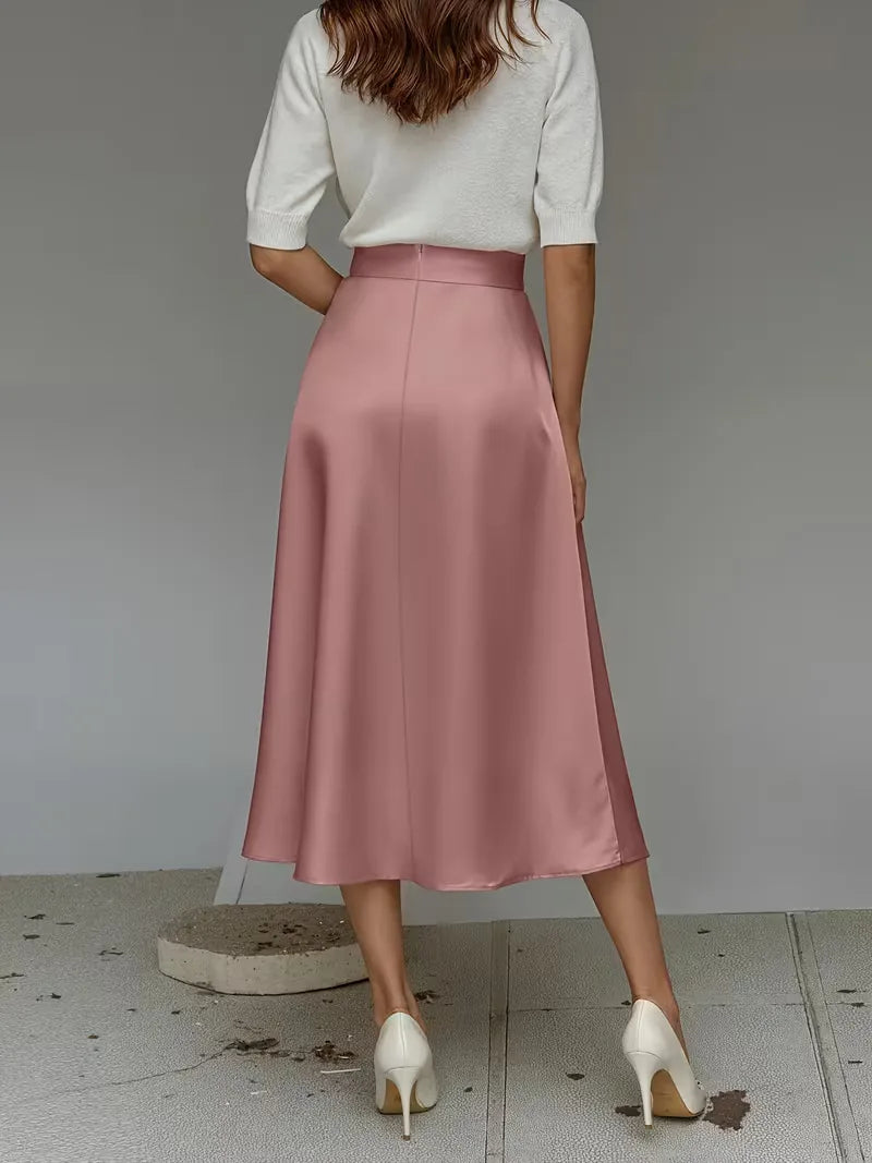 Satijnen rok met hoge taille