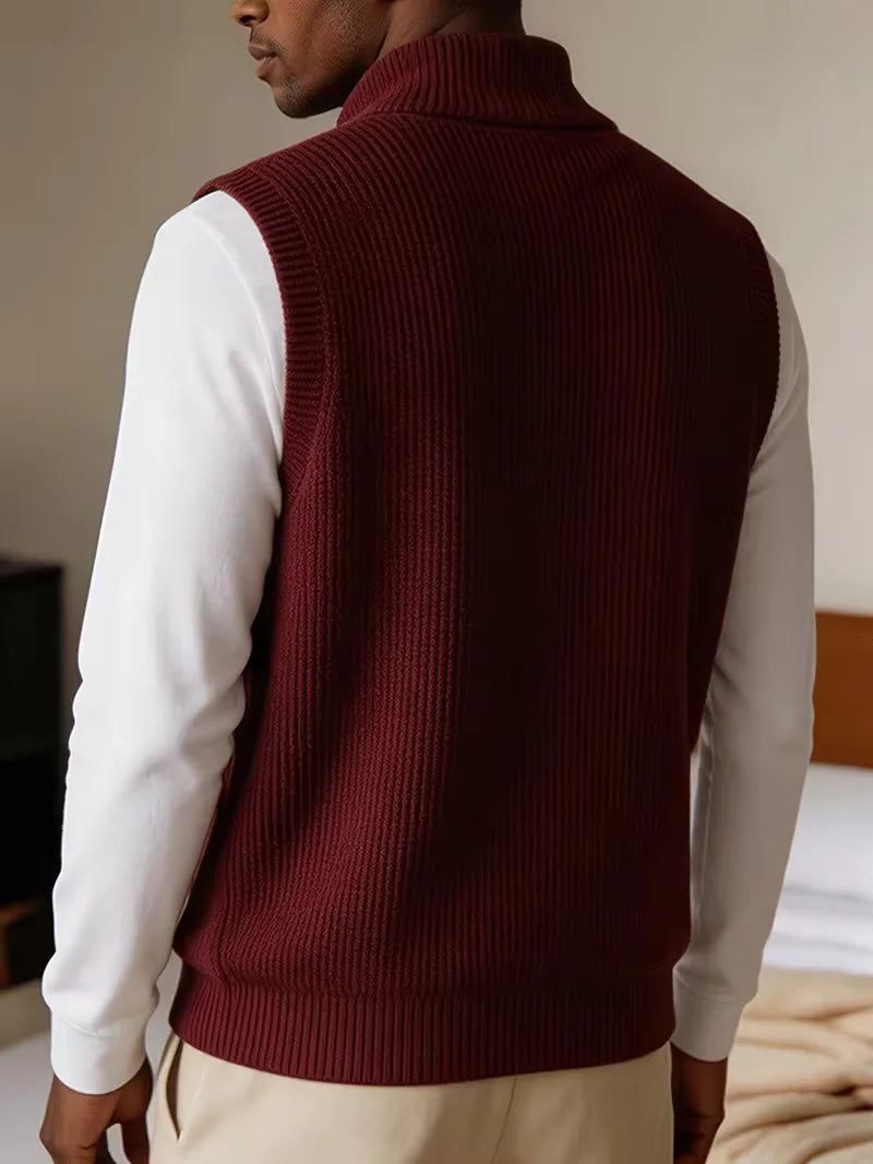 Knit vest met mock neckline