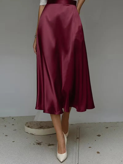 Satijnen rok met hoge taille