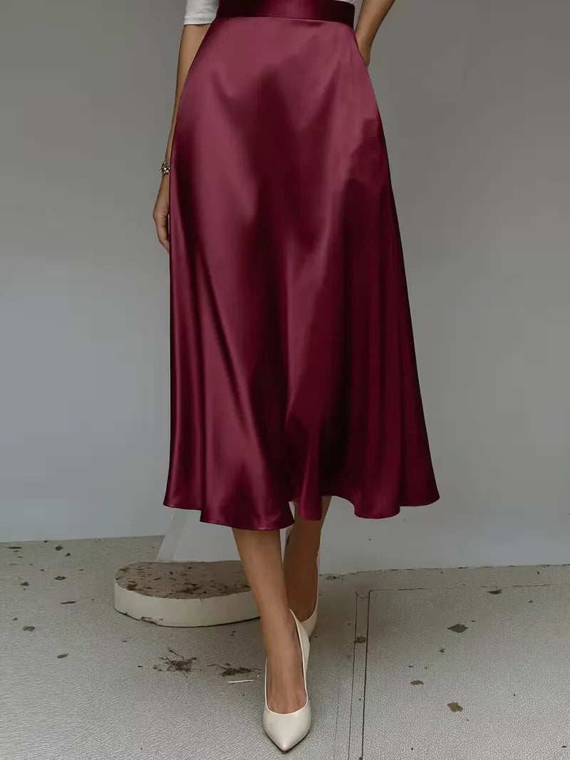 Satijnen rok met hoge taille