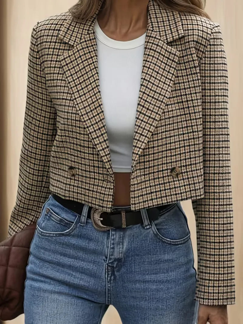 Plaid blazer met lange mouwen