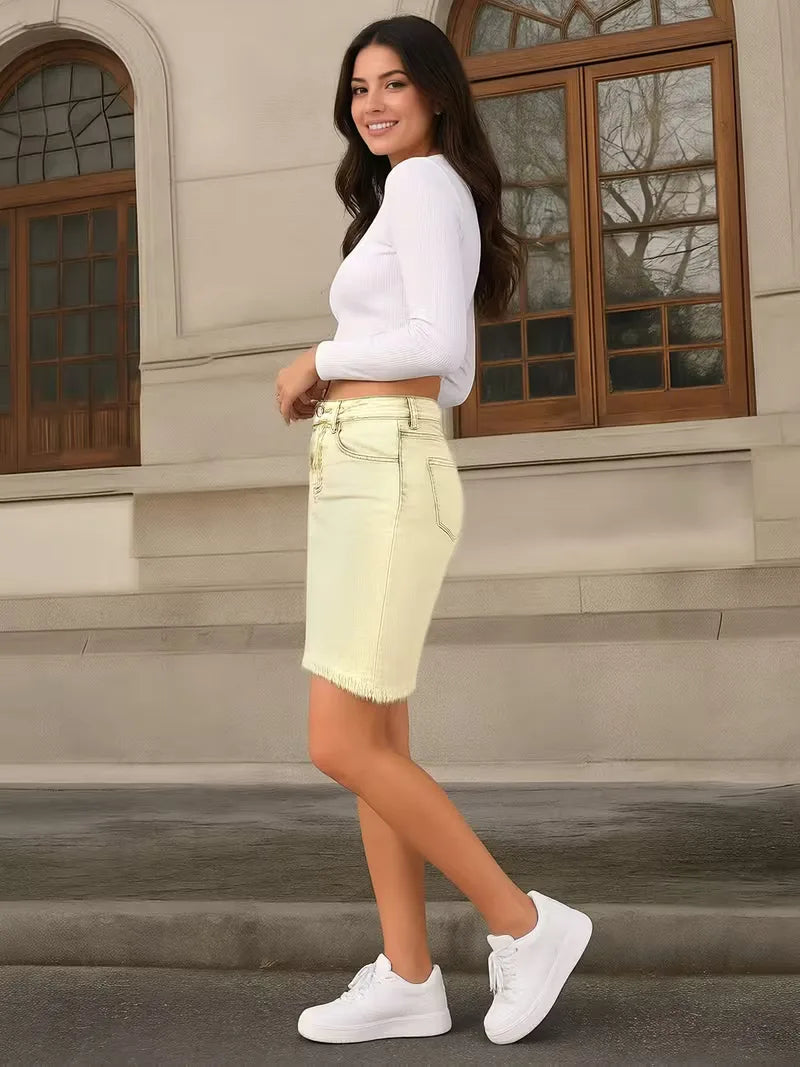 Denim rok met hoge taille