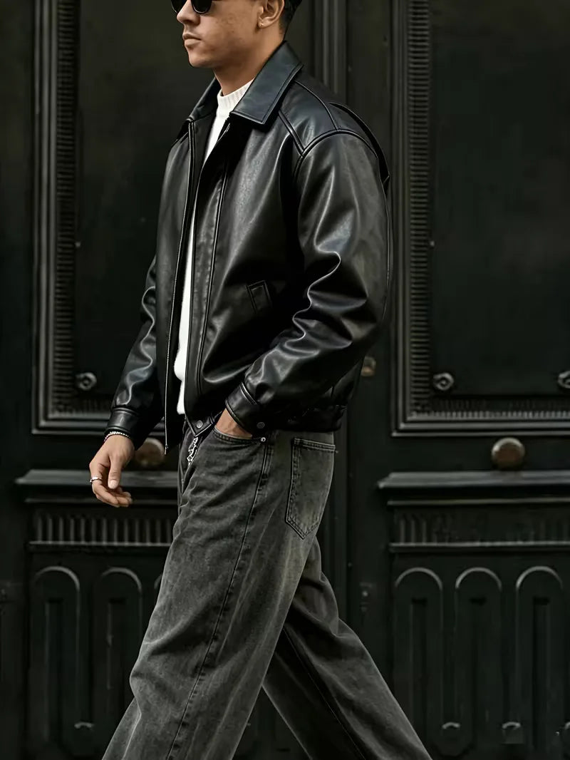 Leren jassen met lapel collar
