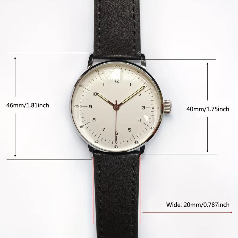 Analoge horloge met leren band