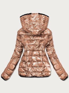 Carmen | Gewatteerde jas met warme pluche voering in de kleur Goud voor dames in stijl ideaal voor de winter