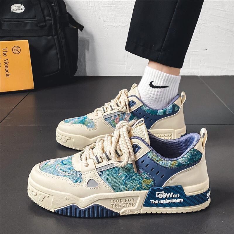 Cas | Trendy heren sneakers in diverse patronen in de kleur Blauw voor heren in stijl ideaal voor de winter