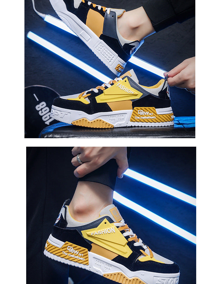 Cas | Trendy heren sneakers in diverse patronen in de kleur Geel voor heren in stijl ideaal voor de winter