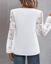 Casual chique kanten top in de kleur Wit voor dames in stijl ideaal voor de herfst.