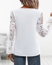 Casual chique kanten top in de kleur Wit voor dames in stijl ideaal voor de herfst.