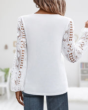 Casual chique kanten top in de kleur Wit voor dames in stijl ideaal voor de herfst.