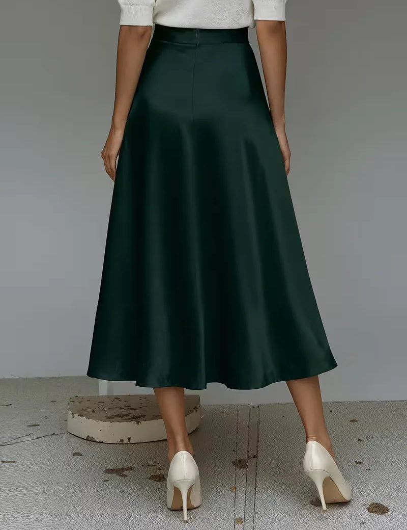 Satijnen rok met hoge taille