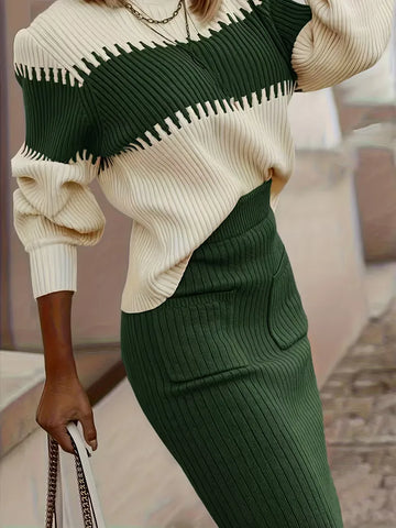 Tweedelige set met ribbed textuur