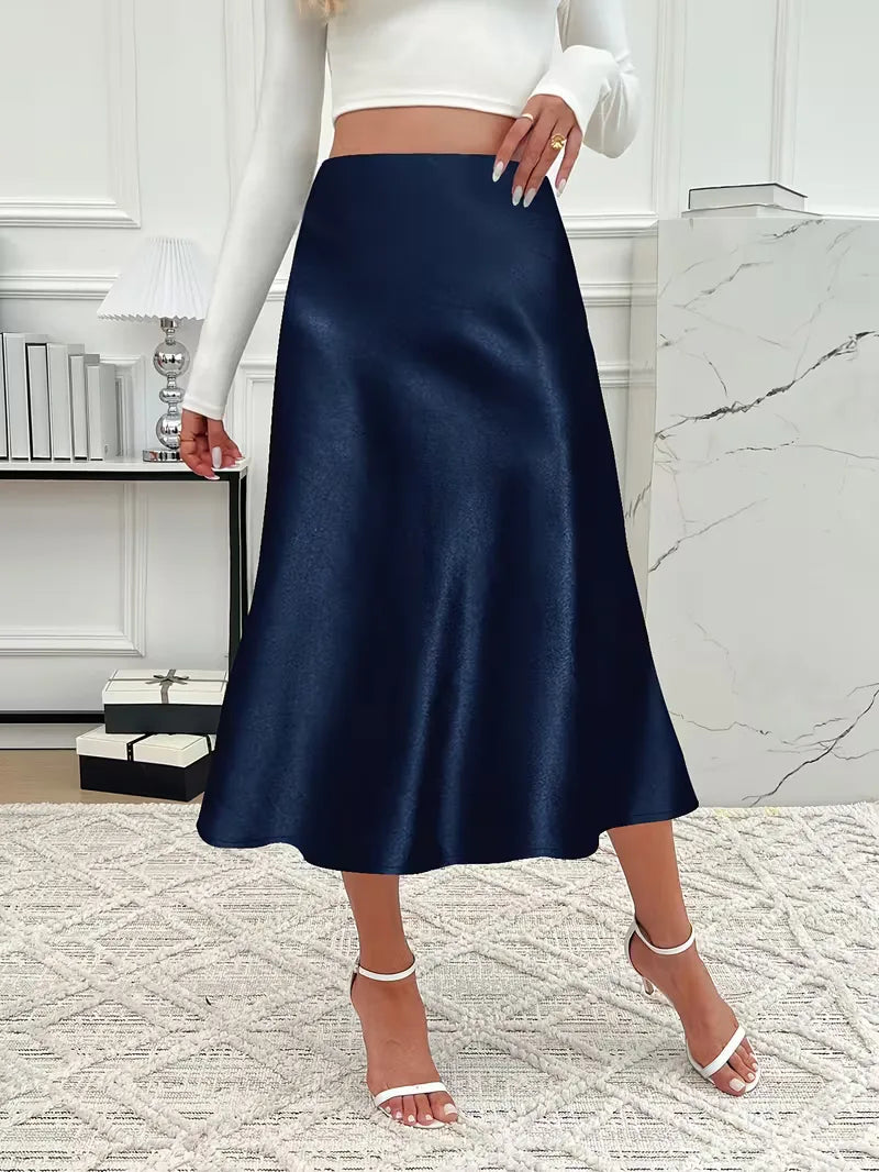 Satijnen rok met hoge taille