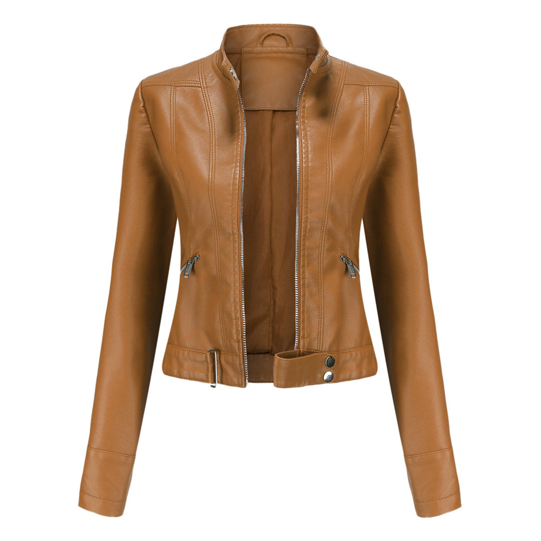 Celia | Elegante en luxe leren damesjas in de kleur Kameel voor dames in stijl ideaal voor de herfst.