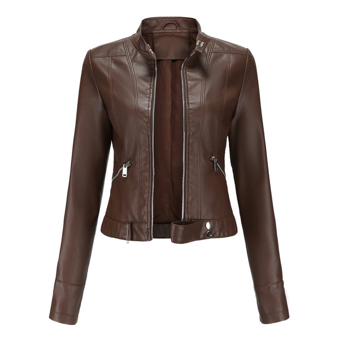 Celia | Elegante en luxe leren damesjas in de kleur Koffie voor dames in stijl ideaal voor de herfst.