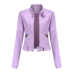 Celia | Elegante en luxe leren damesjas in de kleur Violet voor dames in stijl ideaal voor de herfst.