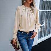 Celine | Elegante herfst top in de kleur Beige voor dames in stijl ideaal voor de herfst.