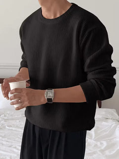 Trui met ribbelstructuur en crew neckline