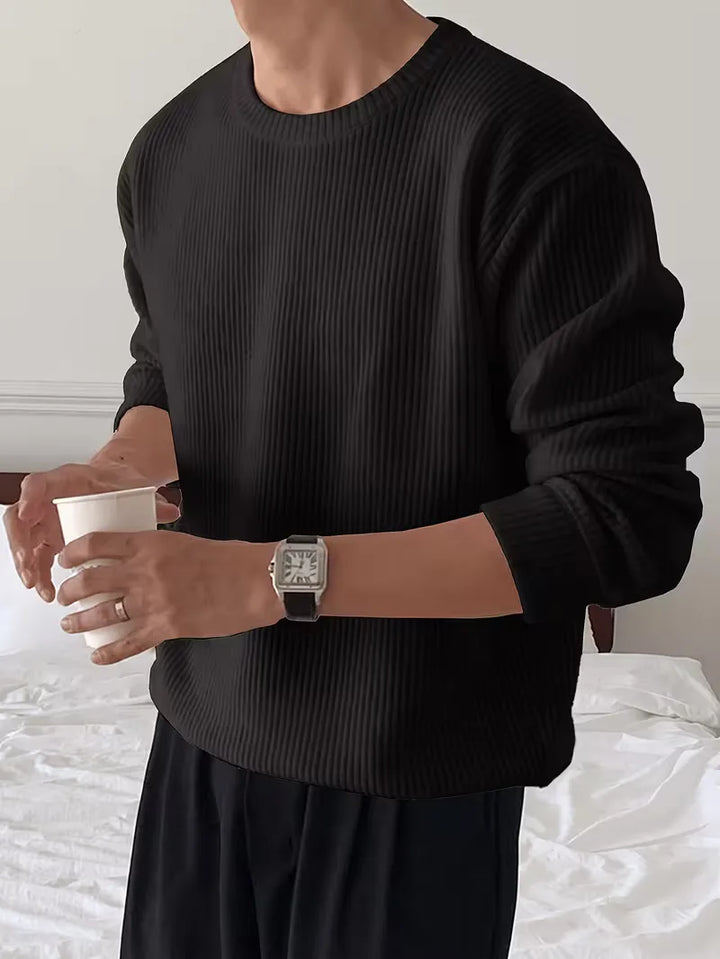 Trui met ribbelstructuur en crew neckline