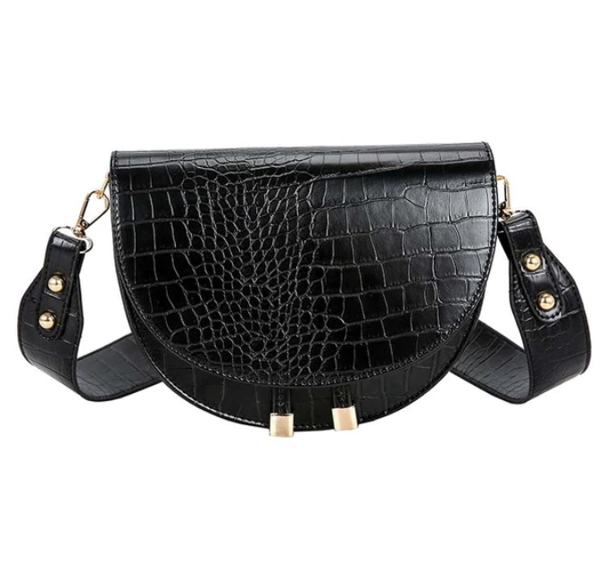 Chelsey Crossbody Tas | Een stoere tas met krokodillenprint in de kleur Zwart voor dames in stijl geschikt voor alle seizoenen.
