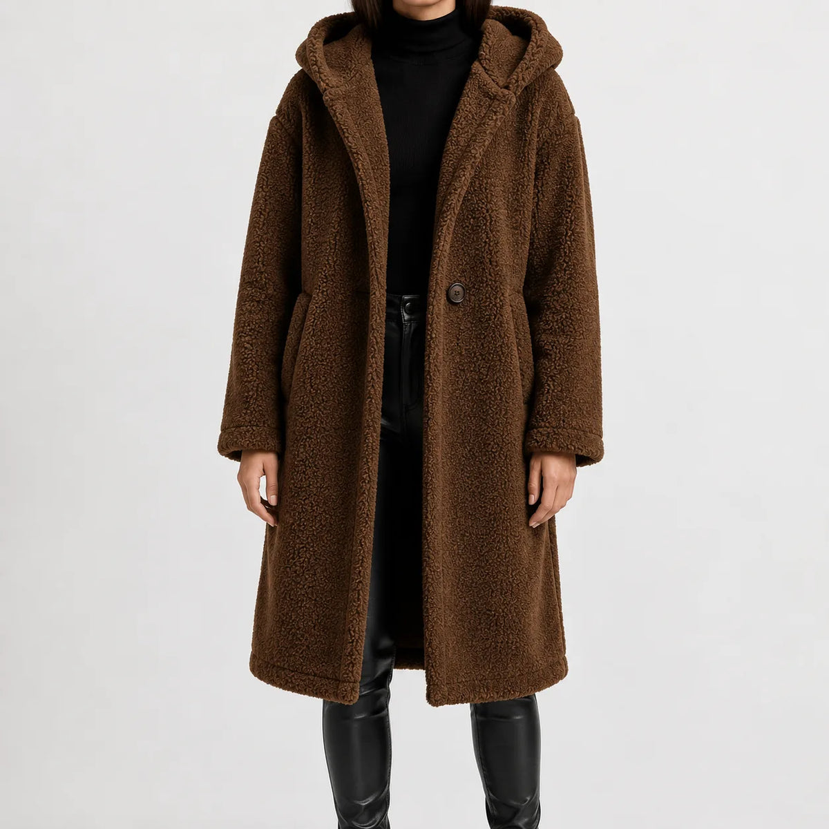 Oversized teddy jas met capuchon