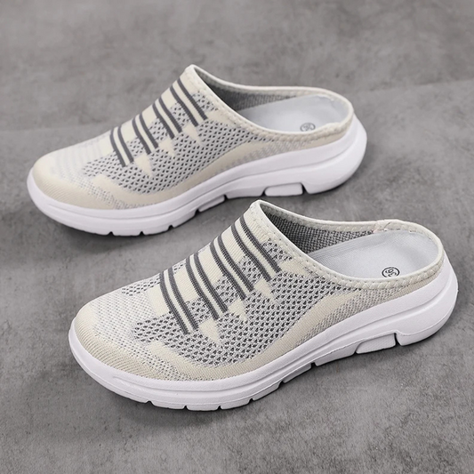 Comfortabele mesh instap schoenen in de kleur Beige/Grijs voor dames in Beach stijl geschikt voor alle seizoenen.