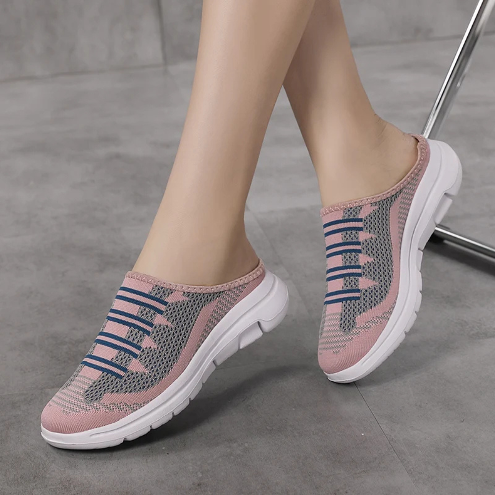 Comfortabele mesh instap schoenen in de kleur Roze/Grijs voor dames in Beach stijl geschikt voor alle seizoenen.