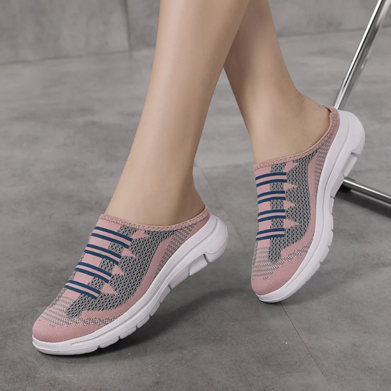 Comfortabele mesh instap schoenen in de kleur Roze/Grijs voor dames in Beach stijl geschikt voor alle seizoenen.