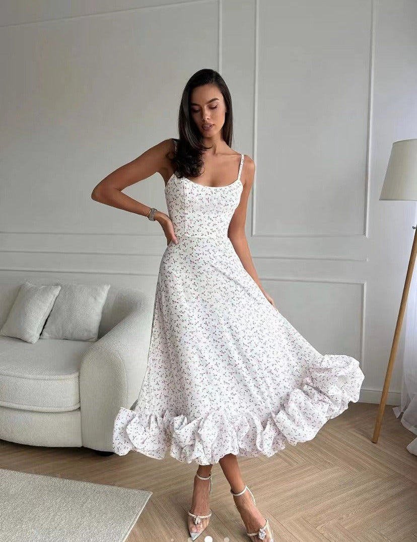 Vintage Stijl A-lijn Feestjurk met 3D Bloemen - Ideaal voor Lente en Zomer