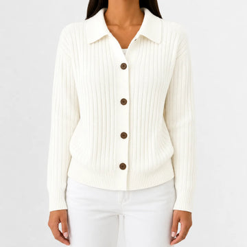 Cardigan met knopen en ribgebreid