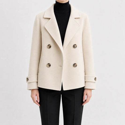 Korte trenchcoat met dubbele knopen
