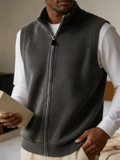 Knit vest met mock neckline