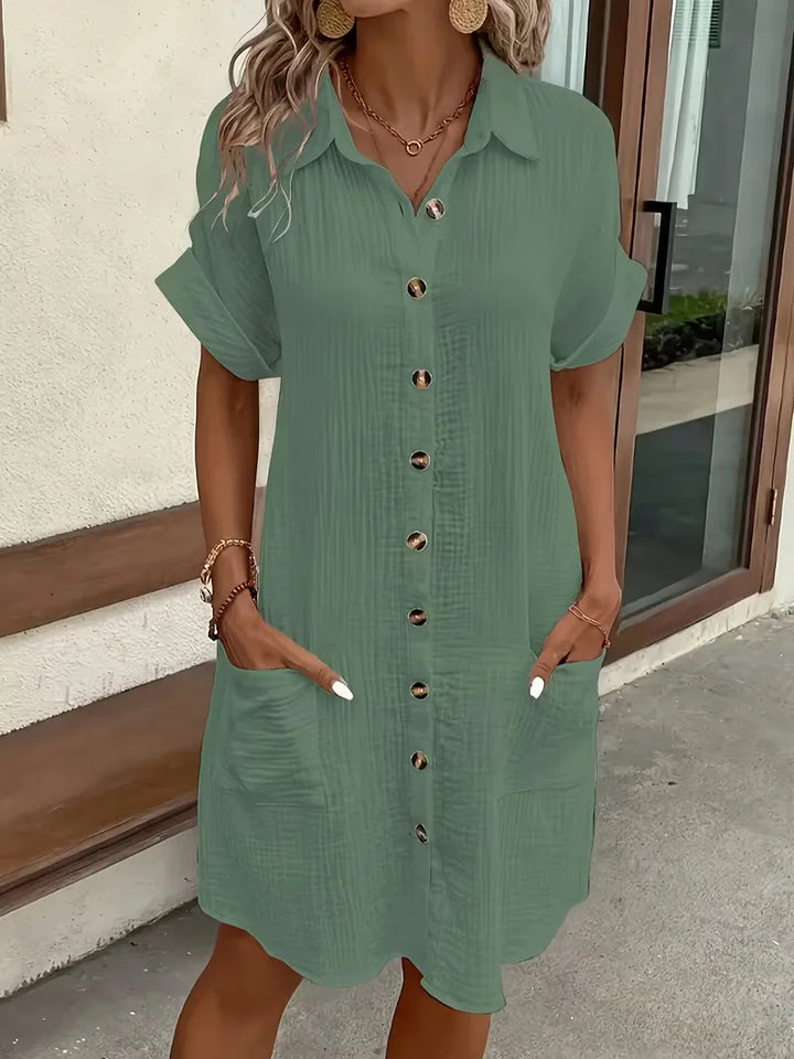 Overhemdjurk met V-neck en korte mouwen