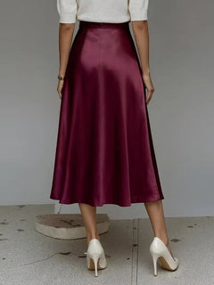 Satijnen rok met hoge taille