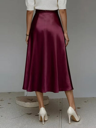 Satijnen rok met hoge taille