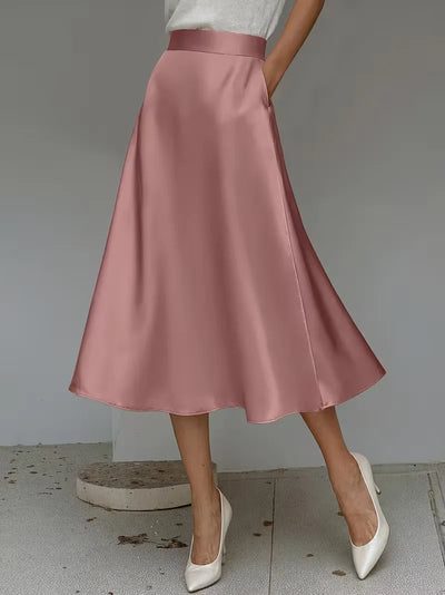 Satijnen rok met hoge taille