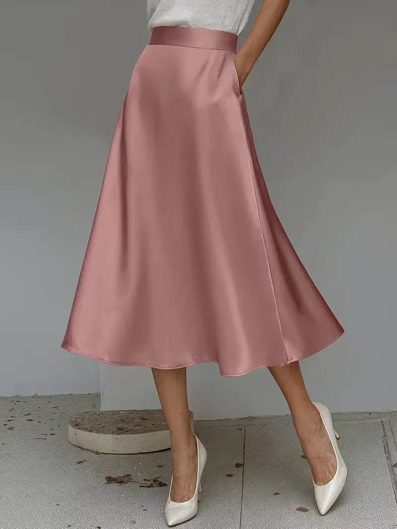 Satijnen rok met hoge taille