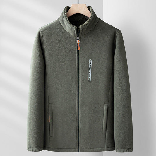 Daan | Dubbelzijdige fleecejas in de kleur Groen voor heren in Lounge stijl ideaal voor de herfst.